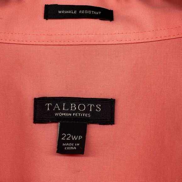TALBOTS Shirt 22WP Wrinkle Resistant Sleeveless Button Up Stretch Cotton Orange - Picture 4 of 10